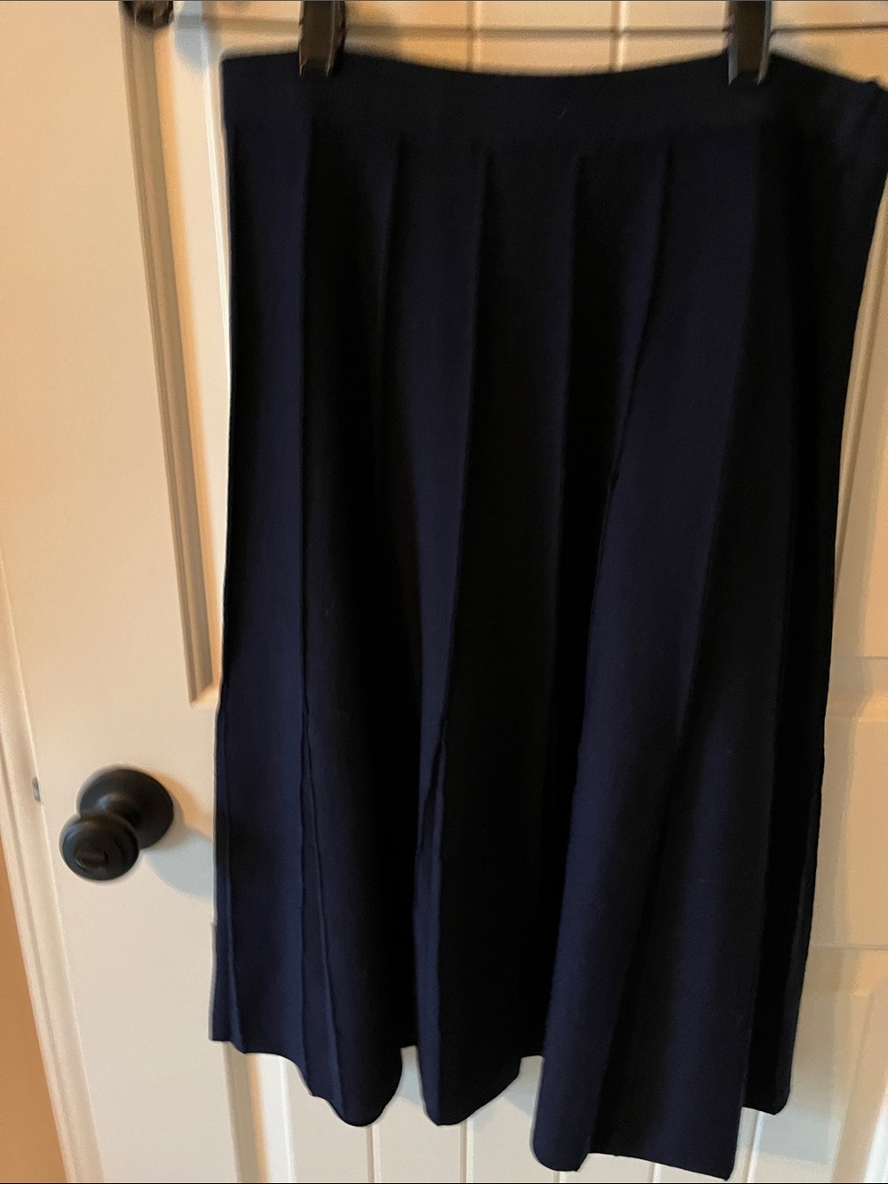 St. John Navy Pleated Midi Skirt